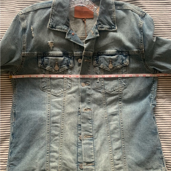 Lucky Brand Tomboy Jean Jacket Distressed Oversized Denim Trucker Size L NWT - Picture 10 of 11